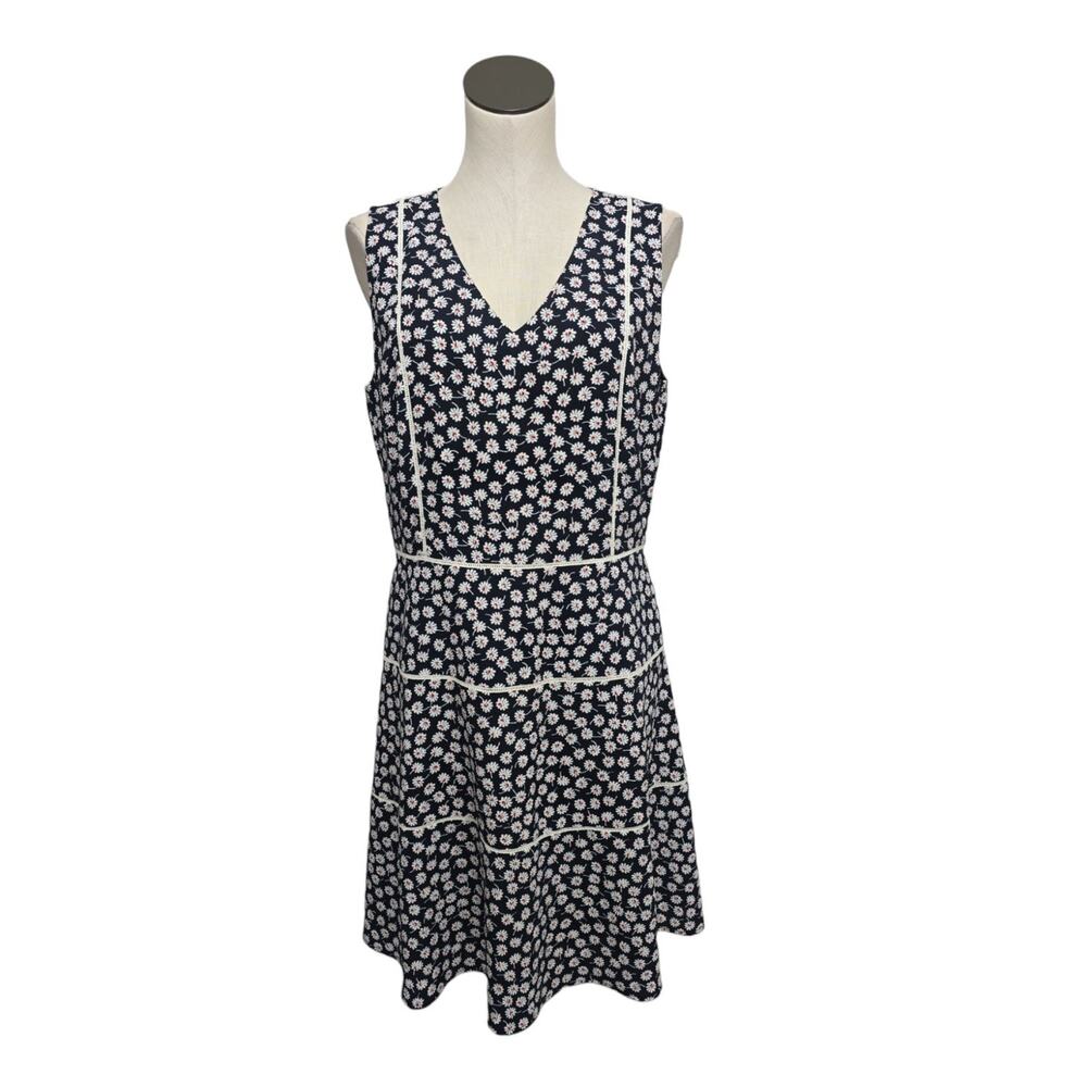 Brooks Brothers Floral Sheath Dress Sleeveless Navy Blue‎ /White Women's Size 12